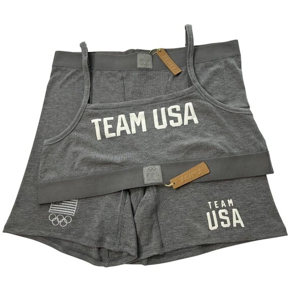 SKIMS Soft Lounge Bralette + Boxer Short Set Team USA Heather Gray 2X/3X - Picture 1 of 12